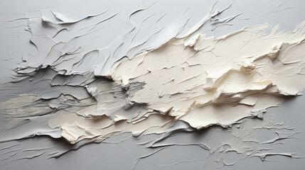 Knolling Strokes of High Quality White Color Paint On The White Canvas