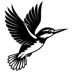 Flying Kingfisher logo vector icon silhouette illustration