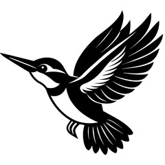 Flying Kingfisher vector silhouette illustration art