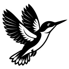 Flying Kingfisher vector silhouette