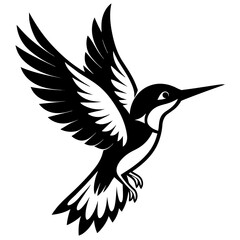 Flying Kingfisher vector silhouette illustration