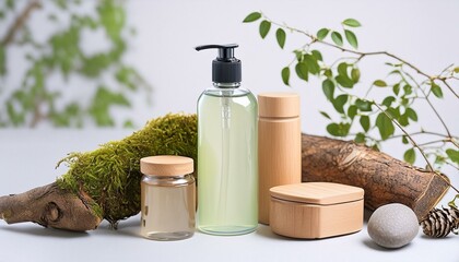 Highresolution product packaging mockups for a natural cosmetics line, featuring ecofriendly materials and minimalist design, perfect for branding presentations