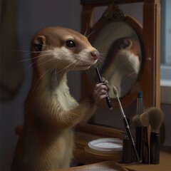 weasel doing makeup