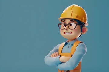 Experienced Construction Engineer in Hardhat and Protective Gear Overseeing Building Project