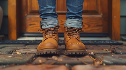 A closeup of a mother and child s shoes by the door, different sizes side by side in harmony
