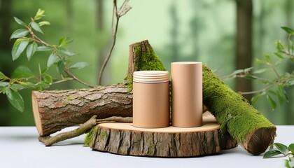 Highresolution product packaging mockups for a natural cosmetics line, featuring ecofriendly materials and minimalist design, perfect for branding presentations