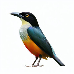 Obraz premium isolated colorful birds standing on a white background generated with generative AI technology 