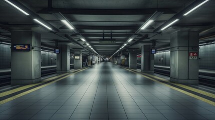 Photo of a clean empty subway without people