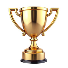 Fototapeta premium First place gold trophy cup isolated on free PNG background. 3d rendering