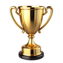 First place gold trophy cup isolated on free PNG background. 3d rendering