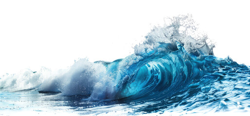 aqua sea water surfing wave on transparent background