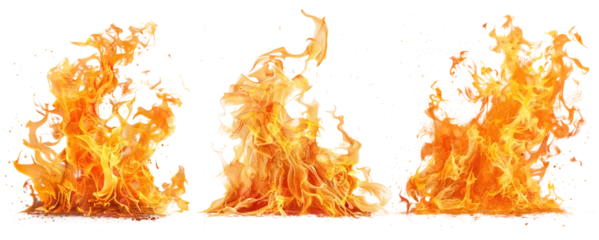 Fotobehang isolated hot fire flame ignite cutout in pack of three © starlineart