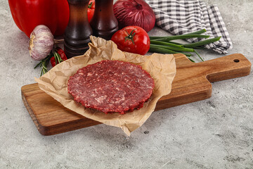 Raw beef burger cutlet minced meat