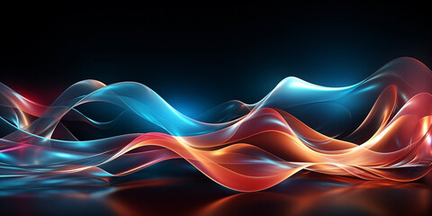 Abstract blue waves linear on blue lines with a dark background. Technology background illustration