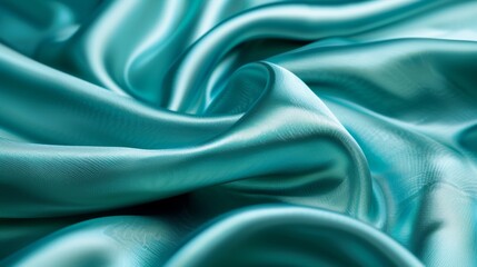 Obraz premium Smooth waves of blue satin fabric in close-up view