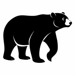 A polar Bear Walking  vector silhouette, flat style black color illustration, isolated white background (1)