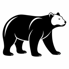 A polar Bear Walking  vector silhouette, flat style black color illustration, isolated white background (4)