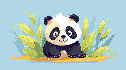 cute Panda tiny small wild animal Isolated on color