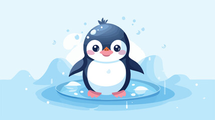 Cute penguin animal with tiny body kawaii character