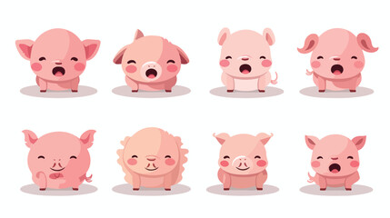 Cute pig animal emotions tiny pig with emoji collecti
