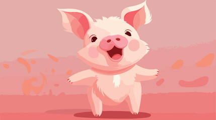 Obraz na płótnie Canvas cute pig celebrate and dance tiny small wild animal