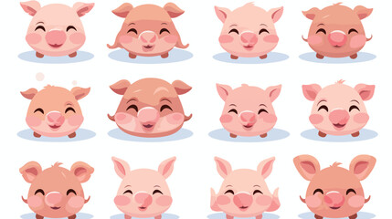 Cute pig animal emotions tiny pig with emoji collecti