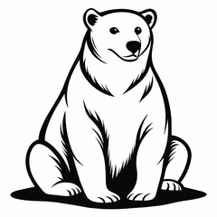 Polar bear vector art illustration black color silhouette (6)