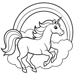 unicorn dash  coloring book page line art, outline, vector illustration, isolated white background (8)