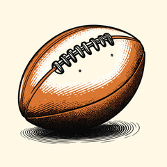  Hand Drawn American Football Engraved Vintage