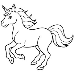 unicorn dash  coloring book page line art, outline, vector illustration, isolated white background (6)
