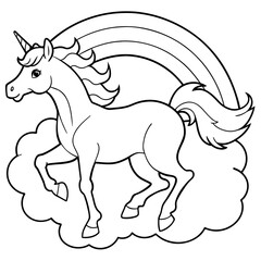 unicorn dash  coloring book page line art, outline, vector illustration, isolated white background (9)