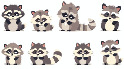 Cute raccoon animal emotions tiny raccoon with emoji