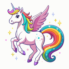 unicorn dash  coloring book page line art, outline, vector illustration, isolated white background (42)