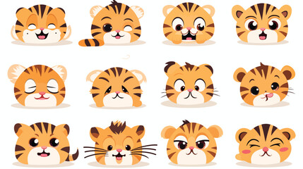 Cute tiger animal emotions tiny tiger with emoji coll