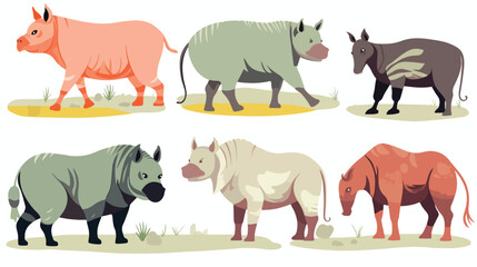 cute wild animals hippopotamus rhinoceros Buffalo