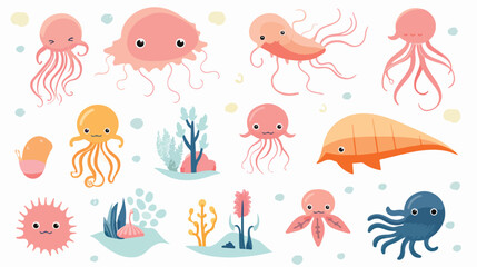 cute wild animals jellyfish Swordfish octopus Safari