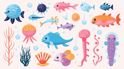 cute wild animals jellyfish Swordfish octopus Safari