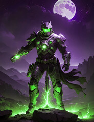 Naklejka premium Elegant space soldier character on alien planet