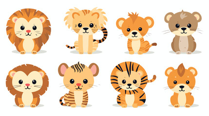 cute wild animals Lion tiger leopard Safari jungle 
