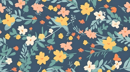 simple wildflower dark floral background wallpaper pattern