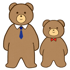 父と子のクマのイラスト　
