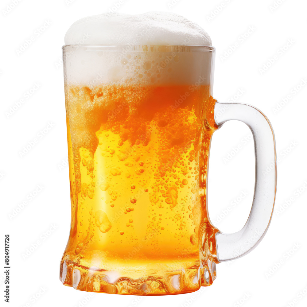 Wall mural mug of beer isolated on transparent background remove png, clipping path, pen tool