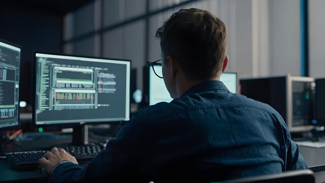 Digital Business Technology Businessman Using a Computer for Financial Markets and Communication, Office Work A Woman Utilizing a Laptop for Business and Internet Connectivity, Modern Medical