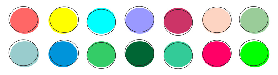 Set of multicolored hand-drawn circles. Vector illustration.