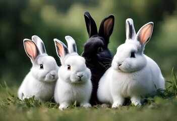 Fototapeta premium white rabbit on the grass