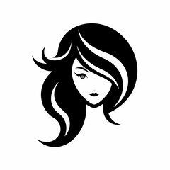 Beauty hear style girl face silhouette vector illustration isolated on a white background.
Beauty girl face logo icon vector.
