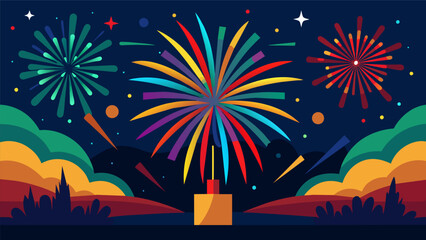 The grand finale of the reenactment is a recreation of the first Juneteenth fireworks display lighting up the night sky with brilliant colors and. Vector illustration