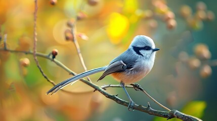 Obraz premium Bird perched on flowering branches 