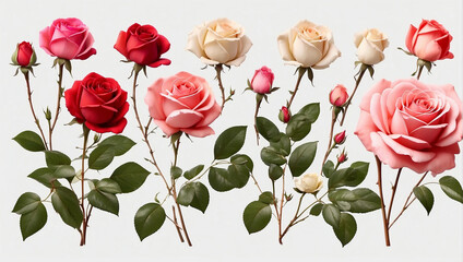 several pink and light yellow roses on a white background.

 - obrazy, fototapety, plakaty