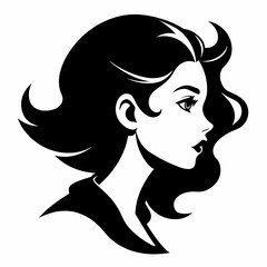 Beauty hear style girl face silhouette vector illustration isolated on a white background.
Beauty girl face logo icon vector.
